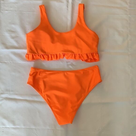 Shein LARGE NWOT two-piece orange swimsuit. - Picture 2 of 6